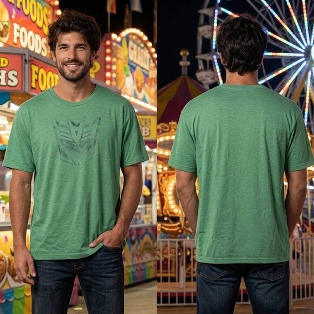 Transformers Decepticons Logo Shirt Men's 2XL 52 Chest Green Distressed Tee